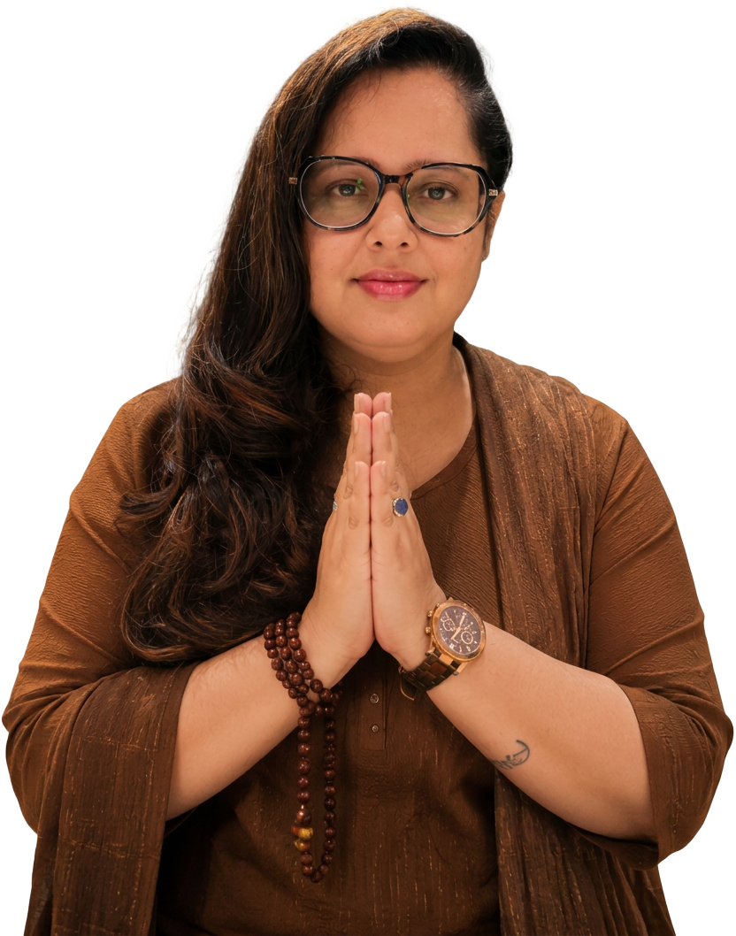 Smratti Sharrma, founder of Anushthan, with folded hands